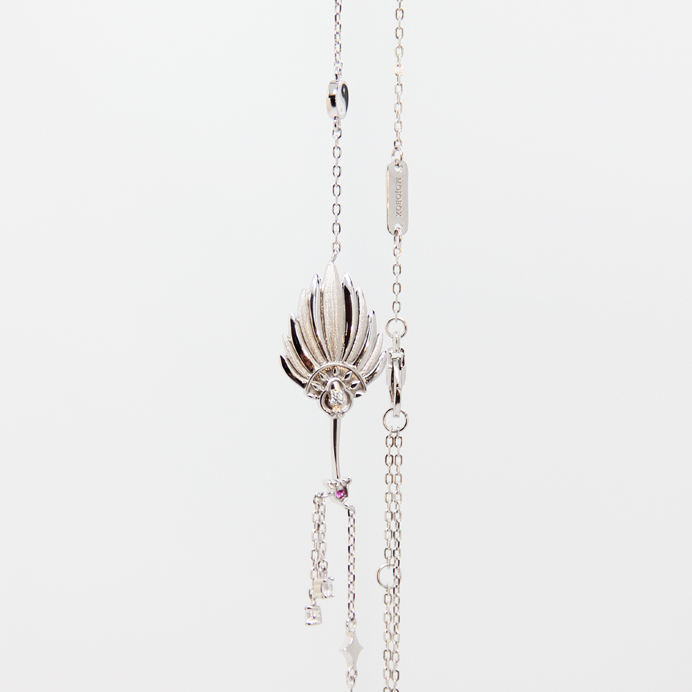 Eastern Art Fan Pendant Necklace
