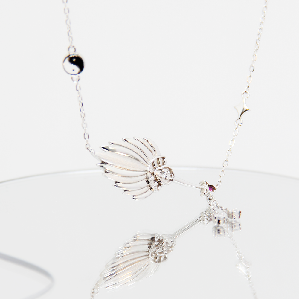 Eastern Art Fan Pendant Necklace
