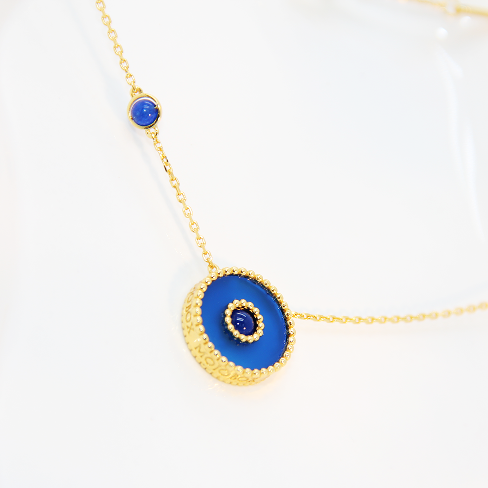 Orblink Blue Agate Charm Necklace