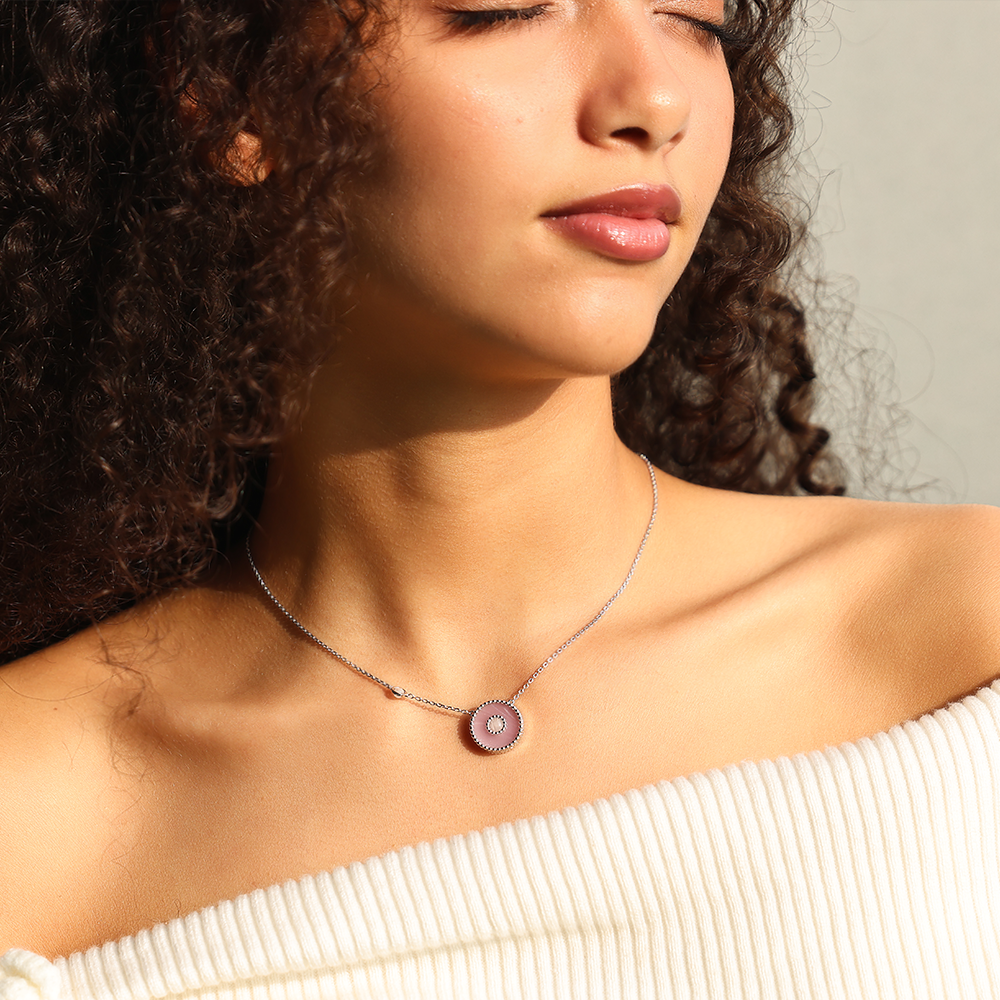 Orblink Pink Mother-of-Pearl Charm Necklace