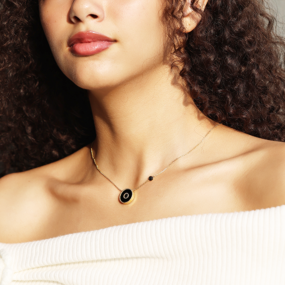 Orblink Black Agate Charm Necklace