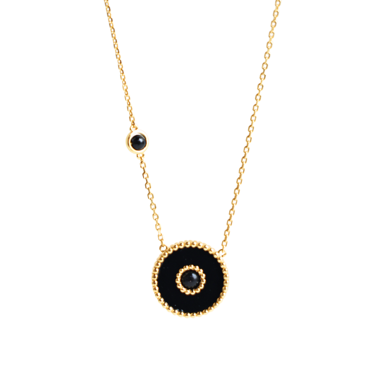 Orblink Black Agate Charm Necklace