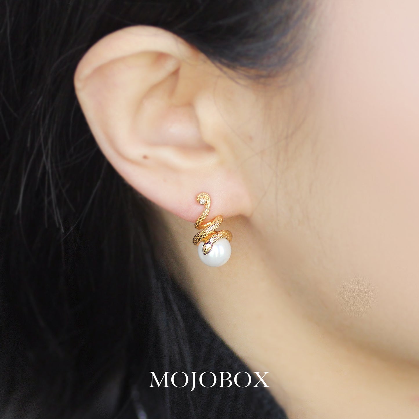 Snake & Orb Stud Earrings