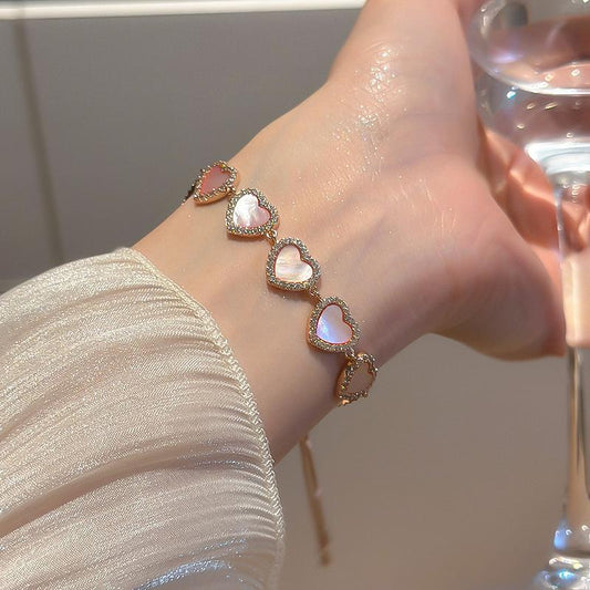 "Love in Bloom" Pink Heart Bracelet – Stunning Rose Gold & Zircon Detailing | A Thoughtful Gift for Every Occasion