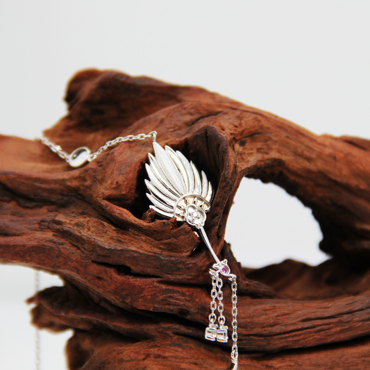 Eastern Art Fan Pendant Necklace