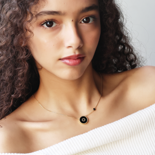 Orblink Black Agate Charm Necklace