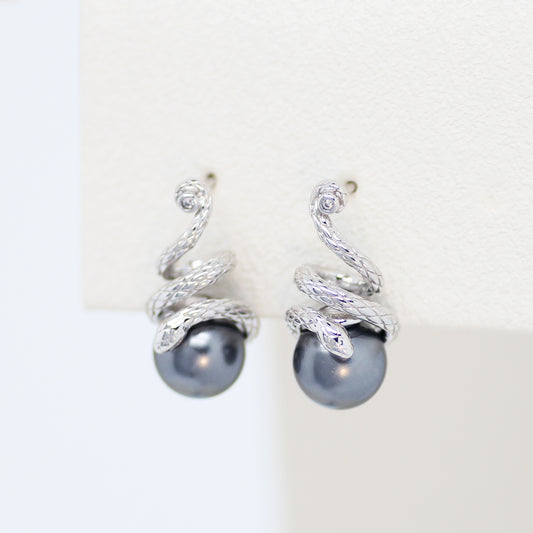 Snake & Orb Stud Earrings